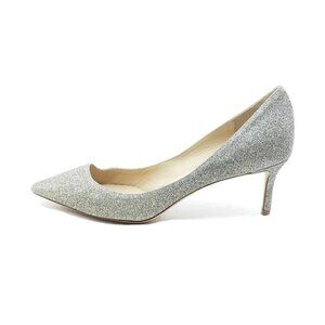 Jimmy Choo Romy 60 Glitter Pumps Platinum Ice Dusty Pointed Toe Heels Size 41